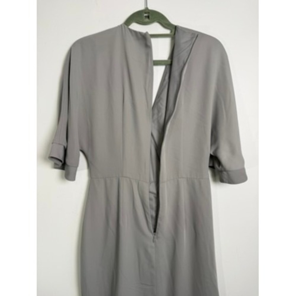 TY-LR Wrap Midi Dress Womens XS Grey V-Neck Short Sleeve Minimalist Professional - Picture 12 of 12